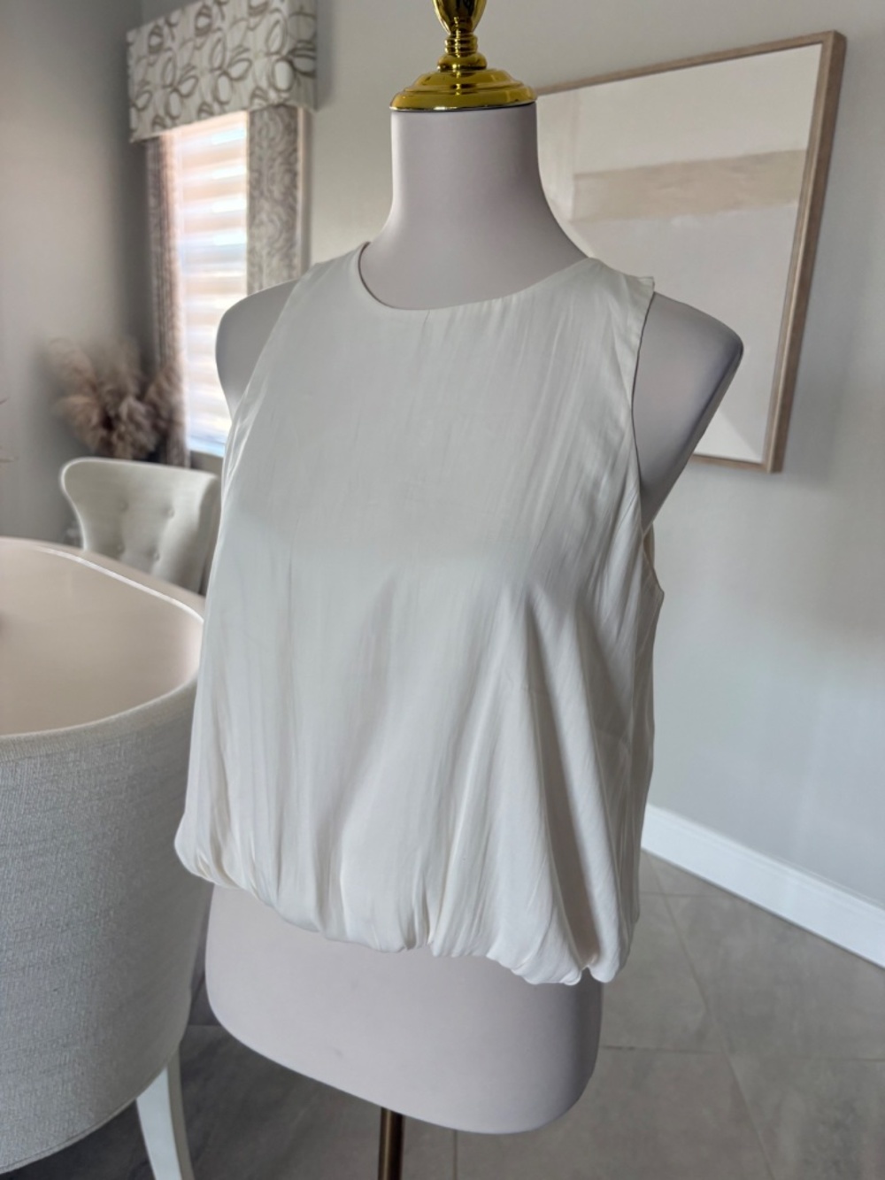 NWT Ann Taylor Loft Bubble Hem Ivory Top